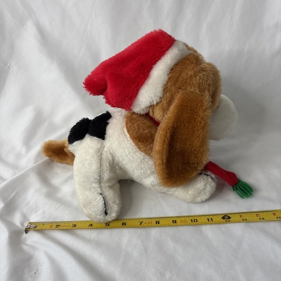 Vtg Animated Musical Christmas Puppy Hound Dog Plush Sad Eyes 1980s Works - Picture 10 of 11